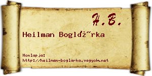 Heilman Boglárka névjegykártya